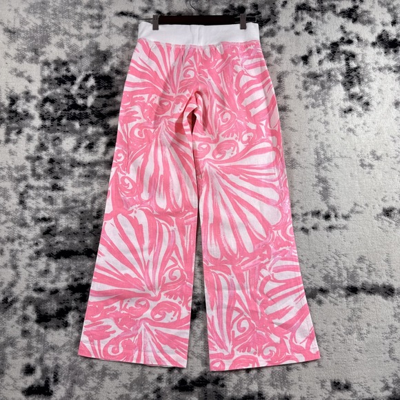 Lilly Pulitzer The Beach Pant Womens Size Small Pink Colorful Hippie Linen‎ - Picture 2 of 16